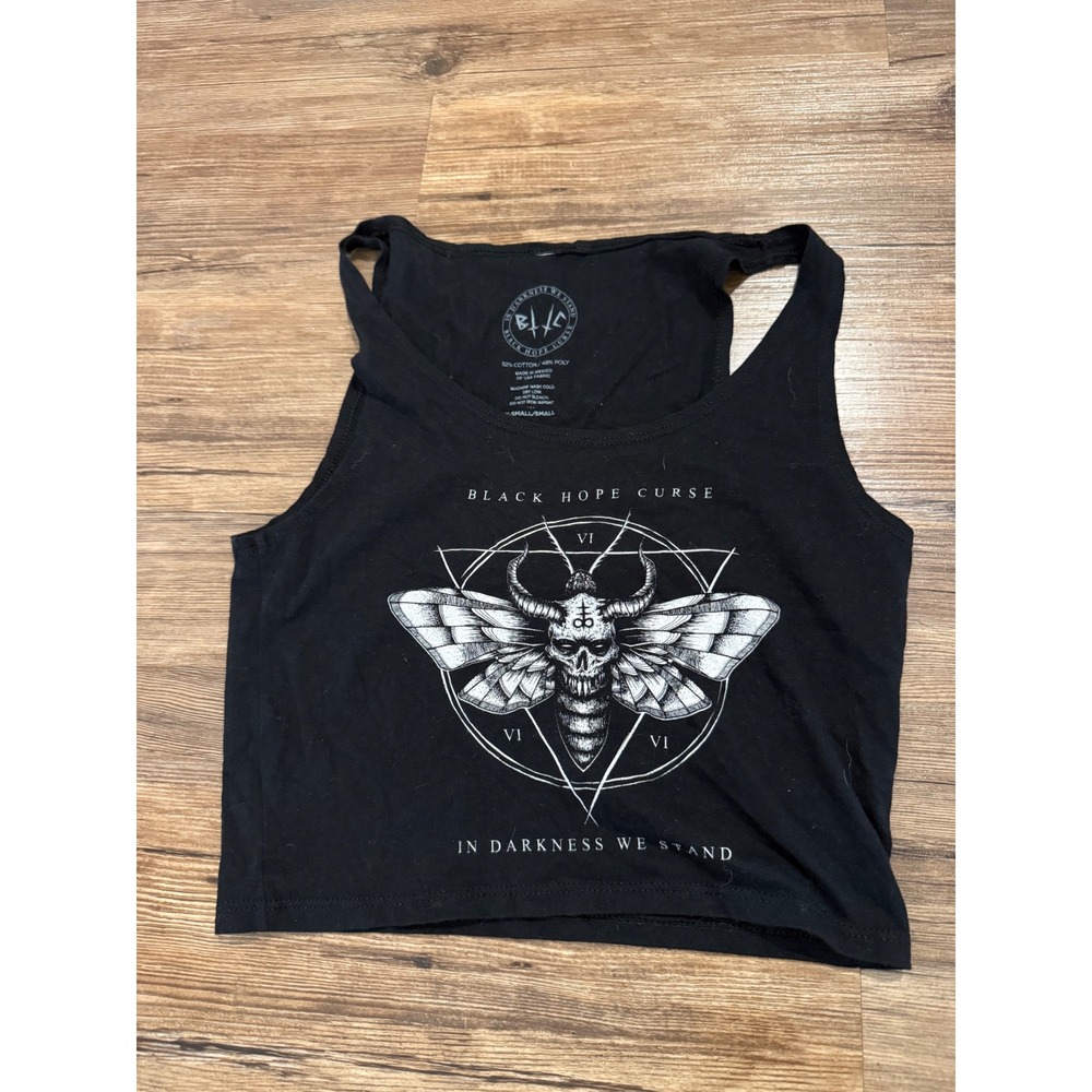 Black Hope Curse XS/Small Black Tank Skull Moth Pentagram Goth Alt Occult